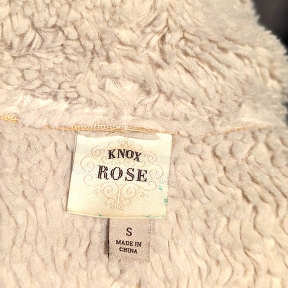 Knox Rose beige champagne faux fur collar jacket vest small winter flattering - Picture 11 of 13